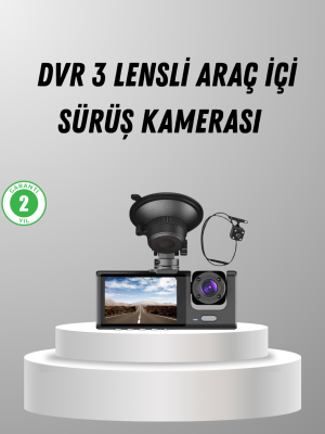 Üç Kameralı Araç DVR Full HD Gece Görüşlü ve 2 inç IPS Ekranlı