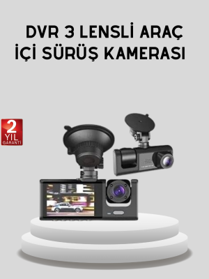 Full HD Üç Kameralı Araç Kamerası 170° Geniş Açılı ve Park Destekli