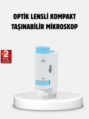 Taşınabilir Eğitim Mikroskobu 80X–200X LED Işıklı ve Darbeye Dayanıklı