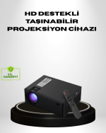 1080p Full HD Taşınabilir Projeksiyon Cihazı LED Işıklı Uzaktan Kumandalı