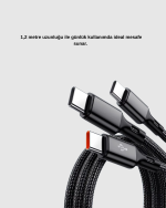 3’ü 1 Arada Şarj Kablosu Type-C iOS Android Uyumlu Hızlı ve Güvenli Şarj - Görsel 3