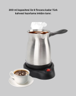 Paslanmaz Çelik Elektrikli Cezve 800W 6 Fincan Kapasiteli - Görsel 5