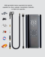 Kablosuz Dijital Lastik Şişirme Pompası LED Işıklı 80W - Görsel 4