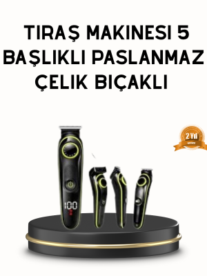 Erkek Bakım Seti 5’i 1 Arada Şarjlı Paslanmaz Çelik Başlıklı