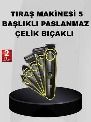 5’i 1 Arada Şarjlı Erkek Bakım Seti LED Göstergeli ve Suya Dayanıklı