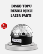 LED Disko Küresi Bluetooth Hoparlörlü Ritimle Senkronize Döner Işıklı