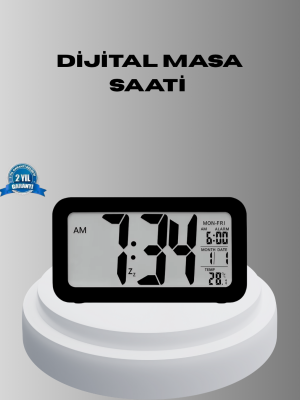 Dijital Masa Saati Sensörlü Aydınlatmalı Alarm ve Sıcaklık Ölçerli