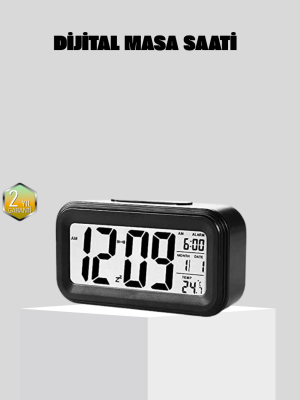 Fotoselli Dijital Masa Saati Aydınlatmalı Alarm ve Tarih Göstergeli