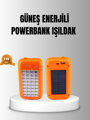 Güneş Enerjili Powerbank 10000 mAh LED Işıklı