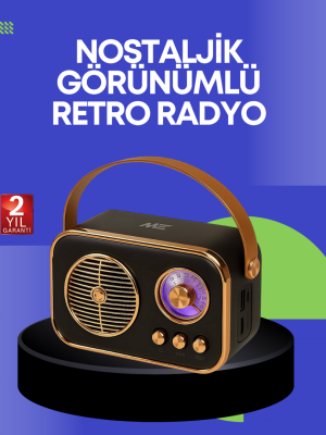 Klasik Retro Radyo – Bluetooth Destekli, FM Özellikli Şarjlı Hoparlör