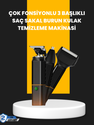 USB-C Şarjlı 3 in 1 Erkek Bakım Cihazı – Sessiz Motorlu Saç ve Sakal Kesme Makinesi