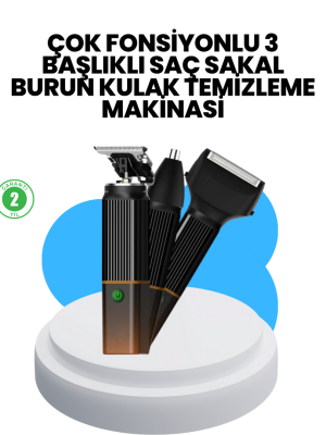 3’ü 1 Arada Erkek Bakım Makinesi – Paslanmaz Çelik Başlıklı Şarjlı Tıraş Seti