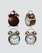 Nostaljik Büyük Boy Metal Masa Saati Bronz Kaplama ve Yüksek Sesli Alarm - Görsel 2