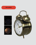 Nostaljik Büyük Boy Metal Masa Saati Bronz Kaplama ve Yüksek Sesli Alarm - Görsel 5