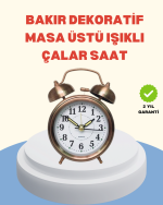 Metal Bronz Nostaljik Masa Saati Alarmlı Büyük Boy Sessiz Mekanizmalı