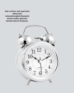 Gümüş Renkli Sessiz Işıklı Dekoratif Masa Üstü Çalar Saat Alarmlı - Görsel 4