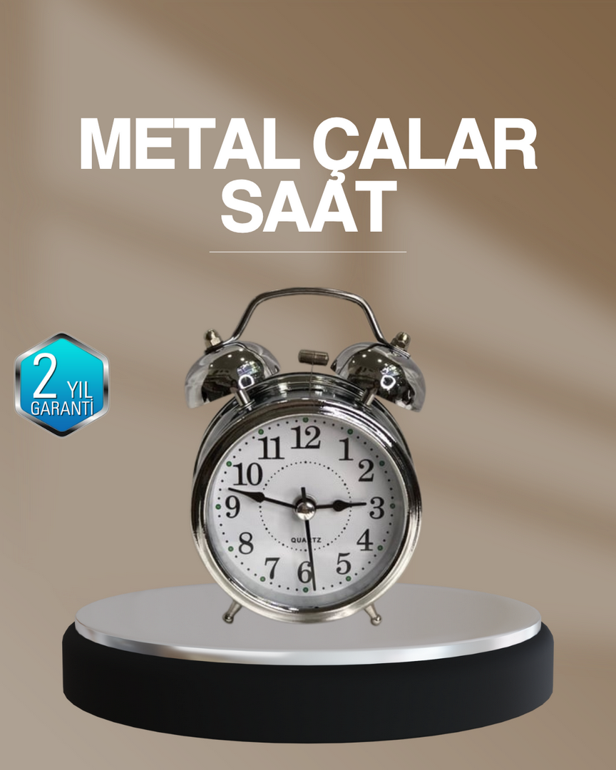 1239587_1-54.png Dekoratif Yuvarlak Gümüş Sessiz Işıklı Masa Üstü Çalar Saat Alarmlı ve Şık Tasarım - Görsel 1