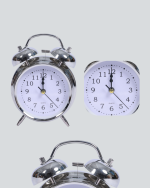 Dekoratif Yuvarlak Gümüş Sessiz Işıklı Masa Üstü Çalar Saat Alarmlı ve Şık Tasarım - Görsel 2