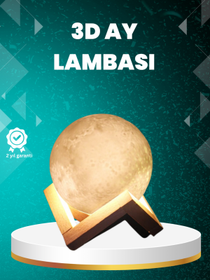 16 Renkli 3D Ay Gece Lambası RGB Modlu Şarjlı Uzaktan Kumandalı