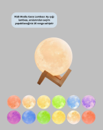 16 Renkli 3D Ay Gece Lambası RGB Modlu Şarjlı Uzaktan Kumandalı - Görsel 2