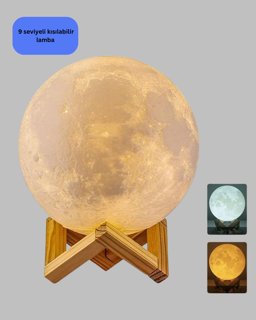 1239593_8-2.png 16 Renkli 3D Baskılı Ay Lambası Ahşap Standlı ve Uzaktan Kumandalı - Görsel 3
