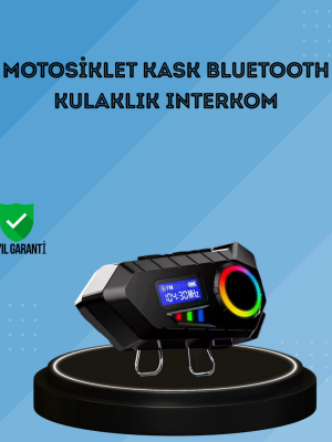 500mAh Bataryalı Bluetooth 5.4  İnterkom LED Ekranlı FM Destekli