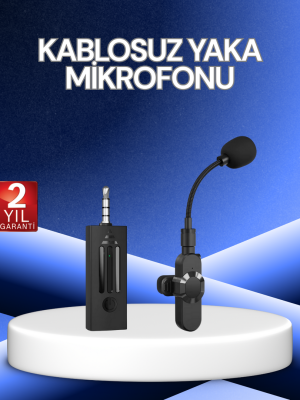 360° Kablosuz Yaka Mikrofonu – Gürültü Engelleme, 60m Menzil, Type-C Şarjlı