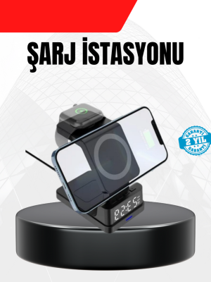 LED Dijital Saatli Kablosuz Şarj Cihazı – 3 Parlaklık Ayarlı, Şarj Koruma Teknolojili
