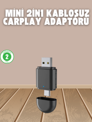 Kablosuz CarPlay Adaptörü – USB-A & Type-C Uyumlu Hızlı Bağlantı Cihazı
