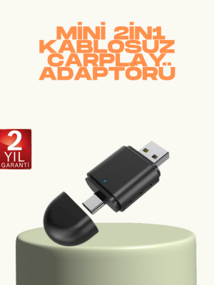 Kablosuz CarPlay ve Android Auto Adaptörü – USB-A & Type-C Girişli Akıllı Dönüştürücü