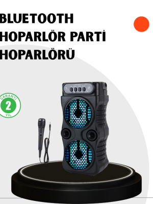 Bluetooth Bağlantılı Taşınabilir Hoparlör – LED Işıklı, FM Radyolu, Mikrofon Girişli