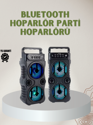 1200 mAh Şarjlı LED Işıklı Bluetooth Hoparlör – FM Radyolu, Hafıza Kart Destekli