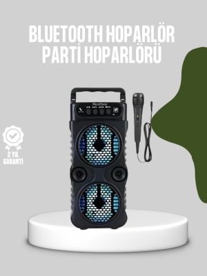 Bluetooth Bağlantılı LED Işıklı Taşınabilir Hoparlör – 1200 mAh Şarjlı, FM Radyolu