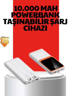 10000 mAh Taşınabilir Powerbank – Çift Çıkışlı Type-C ve Lightning Uyumlu