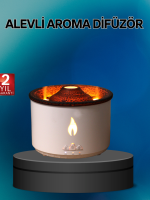 Alev Efektli Buhar Makinesi – Aromaterapi, Nemlendirme ve Işık Modlu Tasarım