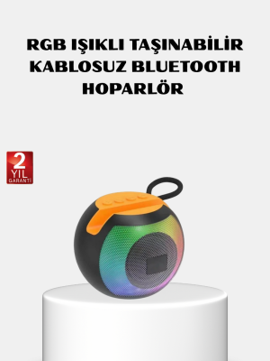 RGB Işıklı Bluetooth Hoparlör – 360° Stereo Ses ve 8 Saat Çalma Süresi