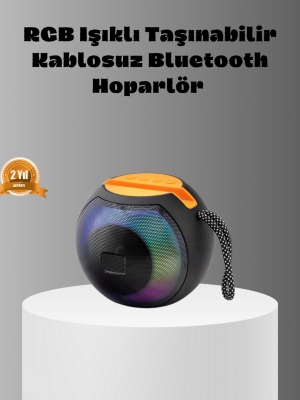 Taşınabilir Bluetooth Hoparlör – RGB Işıklı, Güçlü Bas ve 8 Saat Pil Ömrü