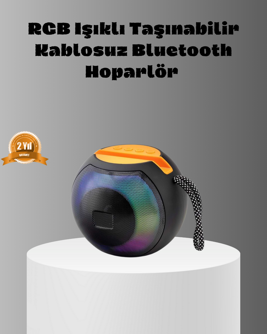 1240279_2-94.png Taşınabilir Bluetooth Hoparlör – RGB Işıklı, Güçlü Bas ve 8 Saat Pil Ömrü - Görsel 1