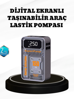 150 PSI Kablosuz Şarjlı Hava Pompası – LED Ekranlı ve Otomatik Kapanma Özellikli