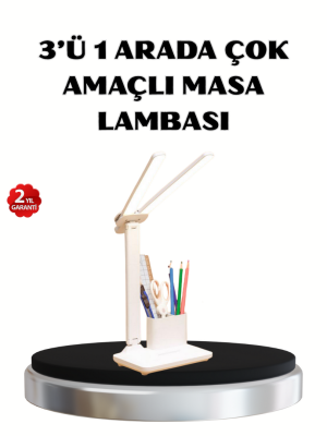 Kalemlik ve Telefon Standlı Masa Lambası – Kısılabilir LED Işık, Göz Dostu Tasarım