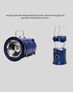 Solar Kamp Lambası Kızak Sistemli Şarjlı Taşınabilir Doğa Yürüyüşü Işığı - Görsel 5