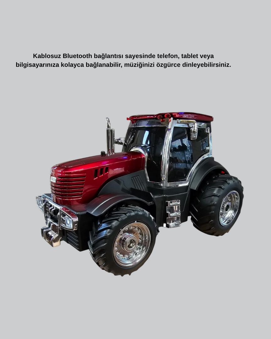 1240831_5-123.png Retro Traktör Tasarımlı Kablosuz Hoparlör USB TF AUX FM Destekli - Görsel 3