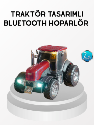 Bluetooth Nostaljik Traktör Hoparlör LED Işıklı 12W Güçlü Ses