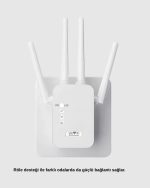 300Mbps WiFi Menzil Genişletici 4 Antenli WPA3 Güvenlikli Priz Tipi Repeater - Görsel 4