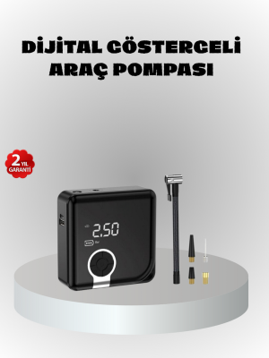 Dijital Ekranlı Şarjlı Hava Kompresörü 150 PSI Güçlü Motorlu