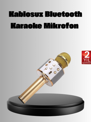 Kablosuz Karaoke Mikrofon USB AUX Destekli Parti ve Eğlence İçin