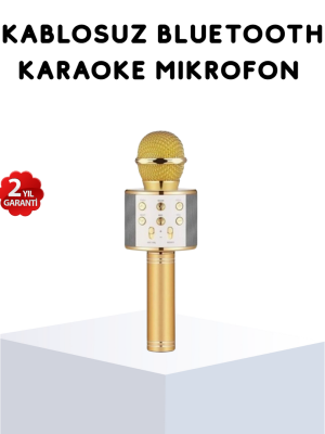 Karaoke Mikrofonu Bluetooth USB AUX Girişli Yankı Efektli