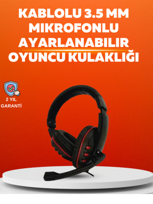 Stereo Kırmızı Gaming Kulaklığı Yumuşak Pedli Mikrofonlu
