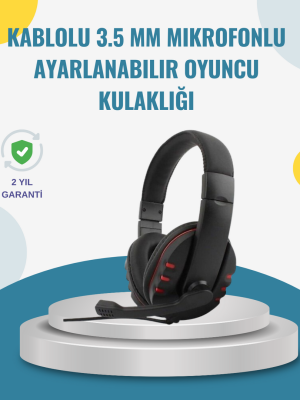 Kırmızı Gaming Kulaklık Stereo Mikrofonlu Dayanıklı Örgü Kablolu