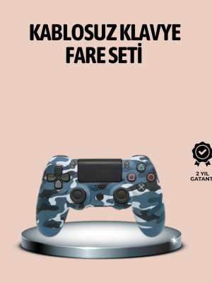 Bluetooth Kablosuz PS4 Gamepad Çift Motorlu Siyah Controller